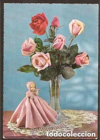 Postales: POSTAL RAMO ROSAS Y MU&Ntilde;ECA - a&ntilde;o 1957 - Sin circular - escrita