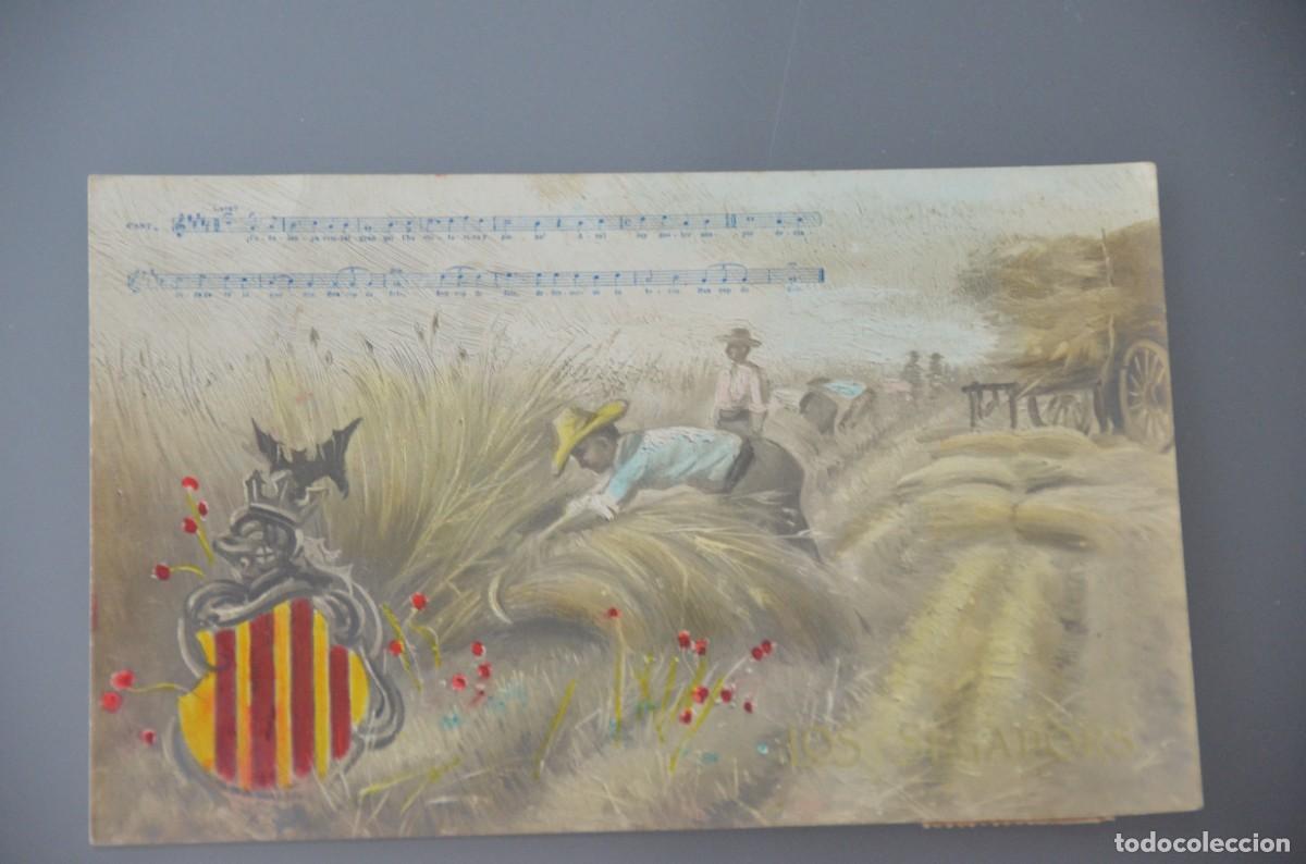 Postales: POSTAL CATALANISTA ELS SEGADORS, AMB PENTAGRAMA I LLETRA DE LA CAN&Ccedil;&Oacute;