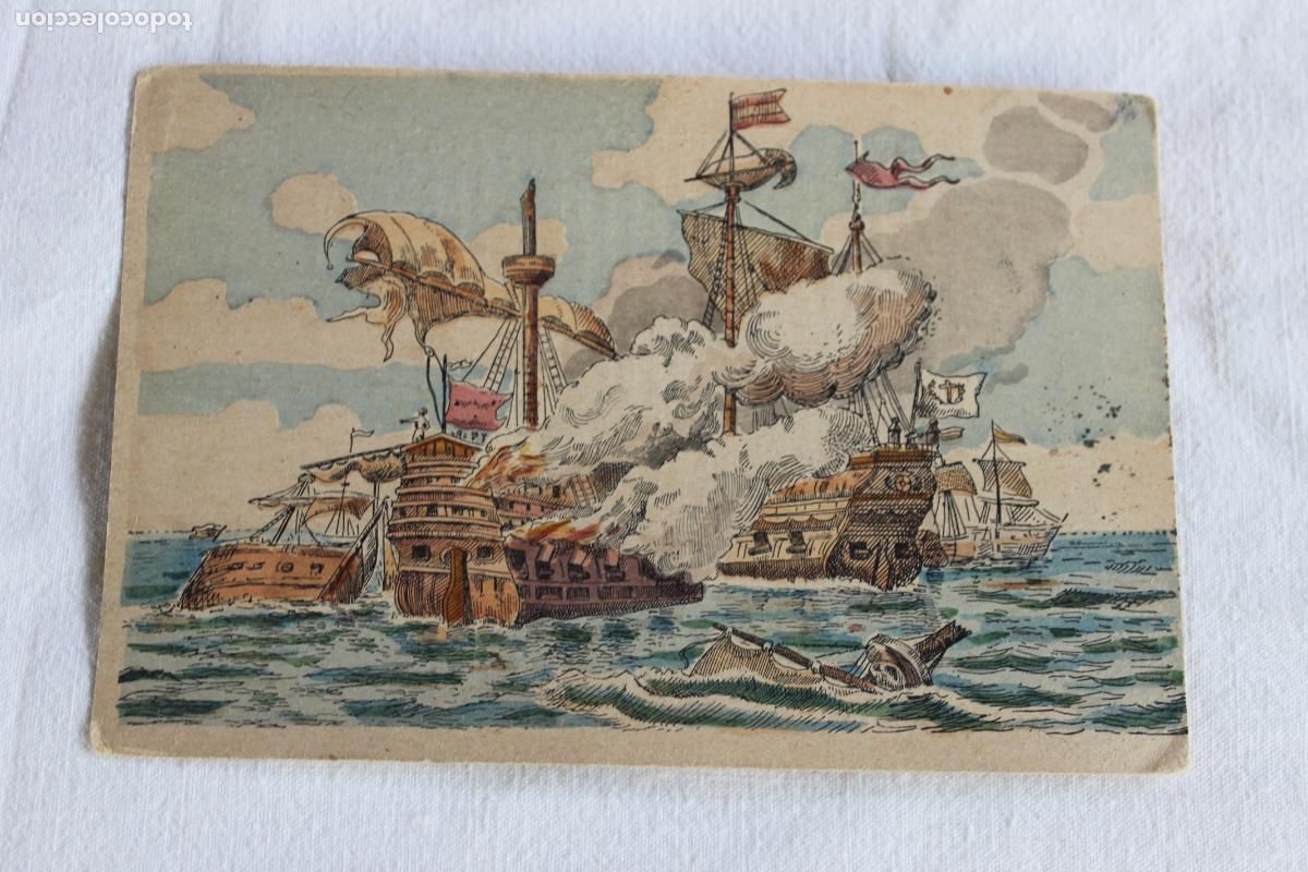 Postales: POSTAL COMBATE DE LEPANTO ESCUELA PUBLICA NI&Ntilde;AS CIJUELA REPUBLICA