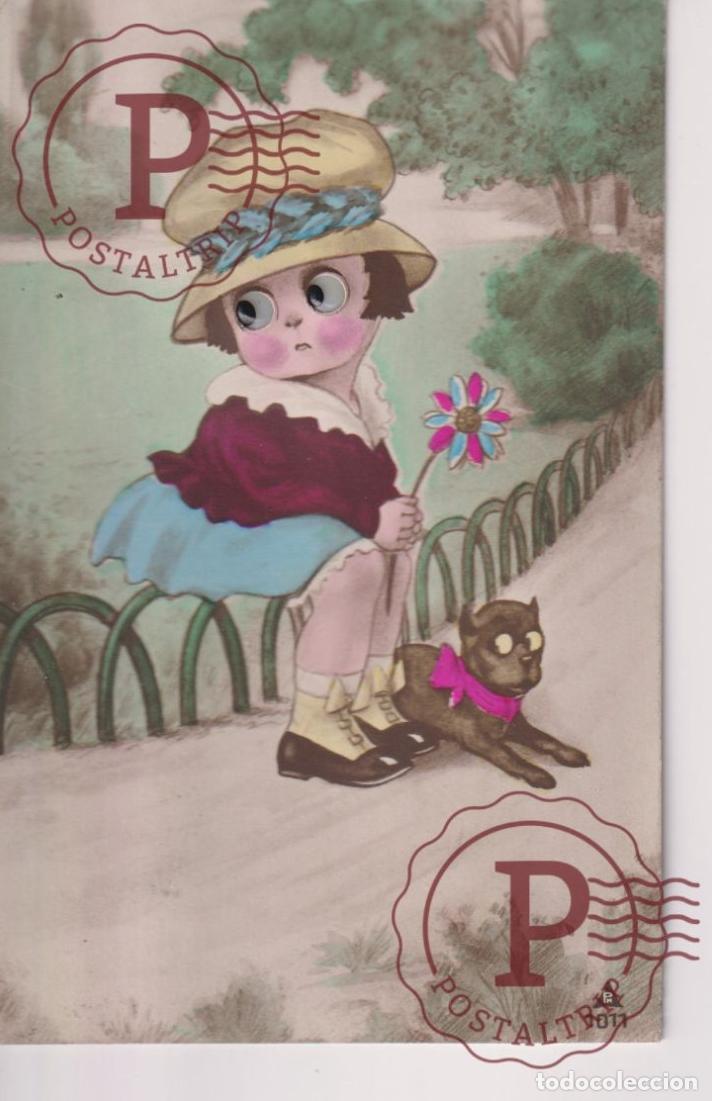 Cartoline: NI&Ntilde;A GIRL FILLE. OJOS. EYES. RELIEF.