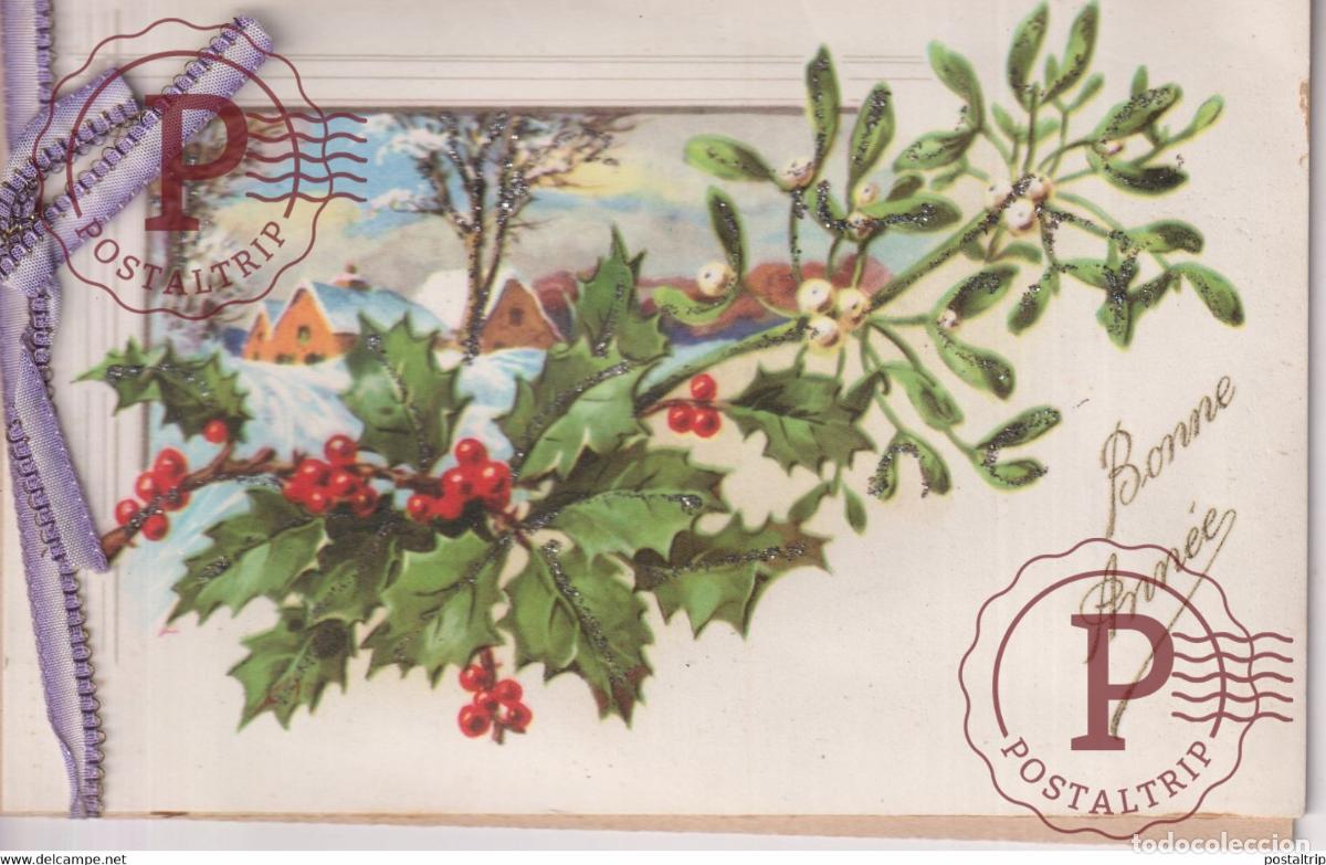 Postcards: Bonne Ann&eacute;e TROQUELADO DIE CUTTING D&Eacute;COUPE FANTAS&Iacute;A FANTAISIE FANTASY