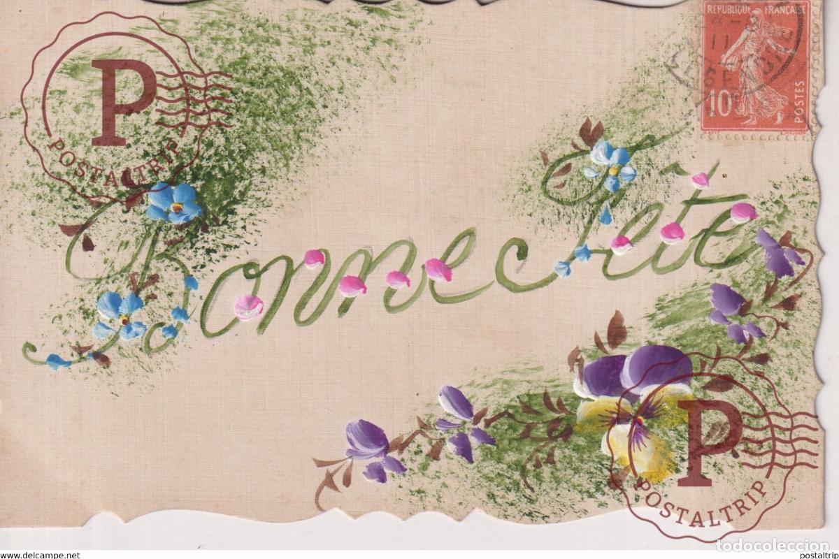 Postcards: Bonne F&ecirc;te sceau de la Republique Fran&ccedil;aise TROQUELADO DIE CUTTING D&Eacute;COUPE FANTAS&Iacute;A FANTAISIE FANT