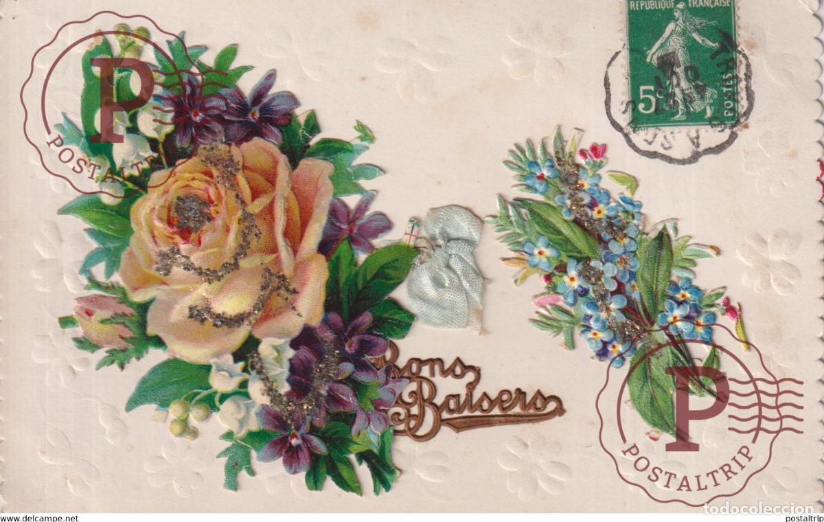 Postales: Bons Baisers Roses Carte postale Mobile Republique Fran&ccedil;aise TROQUELADO DIE CUTTING D&Eacute;COUPE FANTAS&Iacute;A