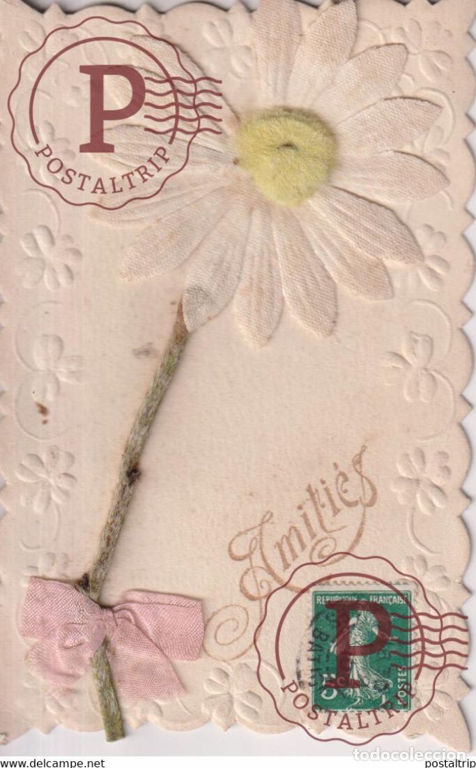 Postales: Amiti&eacute;s une Marguerite Fleur Flower Flor Republique Fran&ccedil;aise TROQUELADO DIE CUTTING D&Eacute;COUPE FANTAS