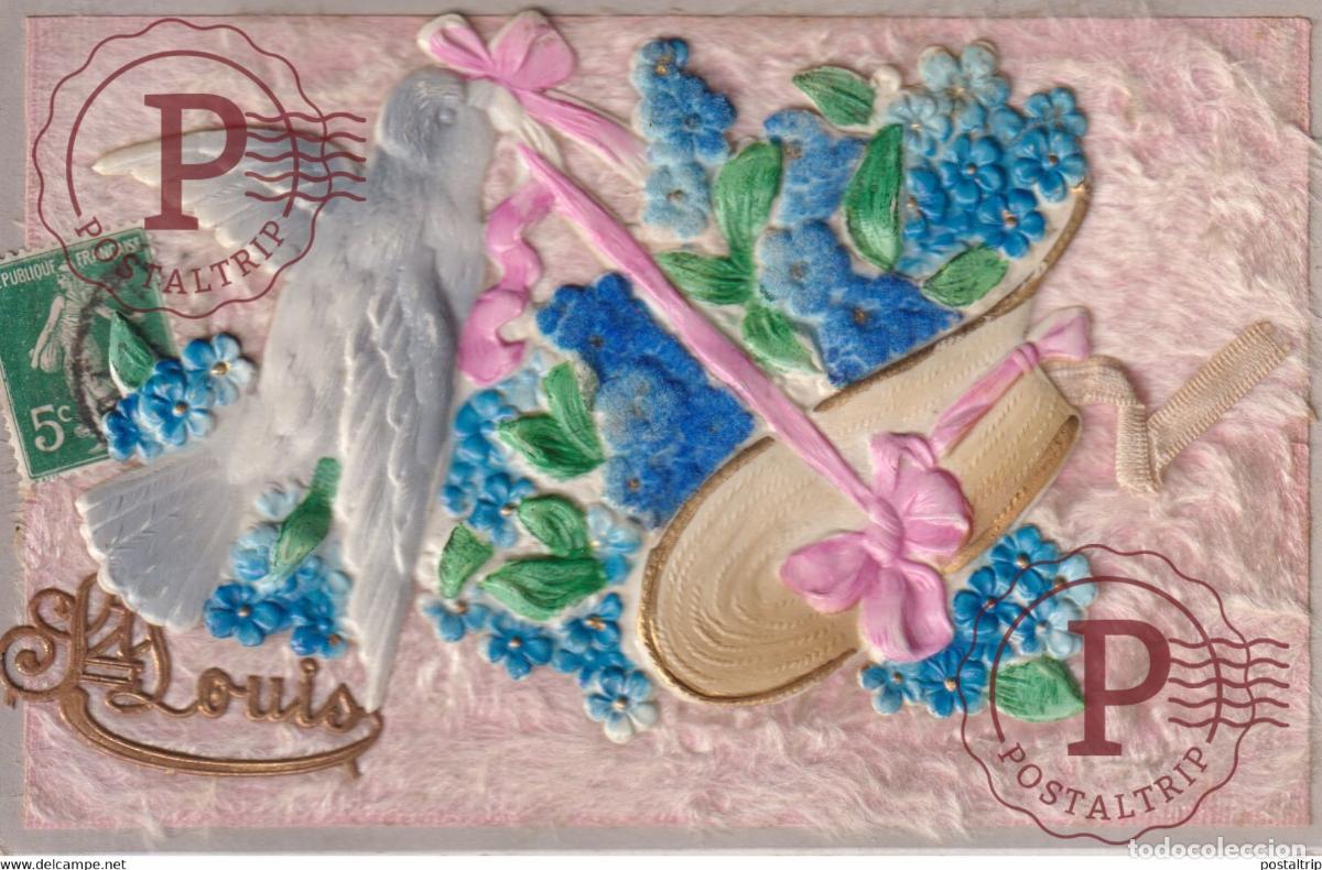 Postales: St Louis France Fleurs Flowers Republique Fran&ccedil;aise TROQUELADO DIE CUTTING D&Eacute;COUPE FANTAS&Iacute;A FANTAIS