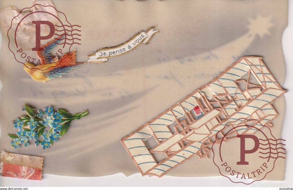 Postales: Je pense &agrave; vous Hirondelle Fleurs Republique Fran&ccedil;aise PORCELAINE PORSELEIN PORCELAIN POSTCARD FA
