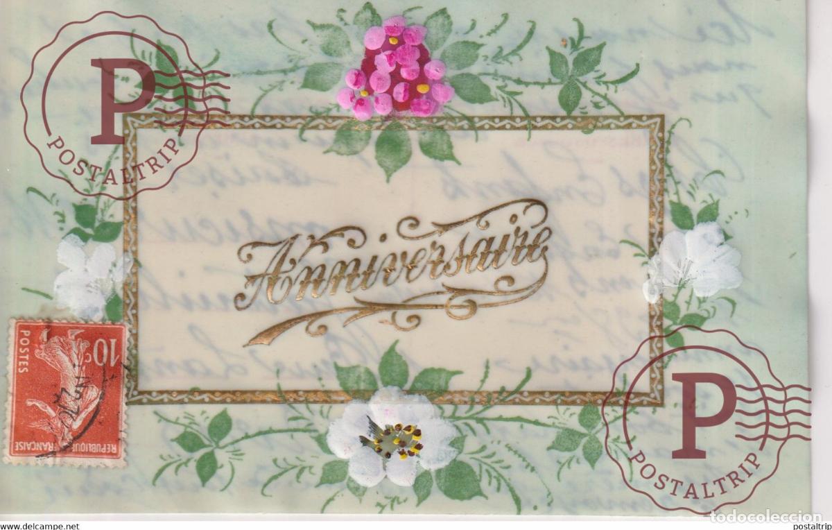 Postales: Anniversaire Fleurs Carte d&eacute;corative Republique Fran&ccedil;aise PORCELAINE PORSELEIN PORCELAIN POSTCARD F