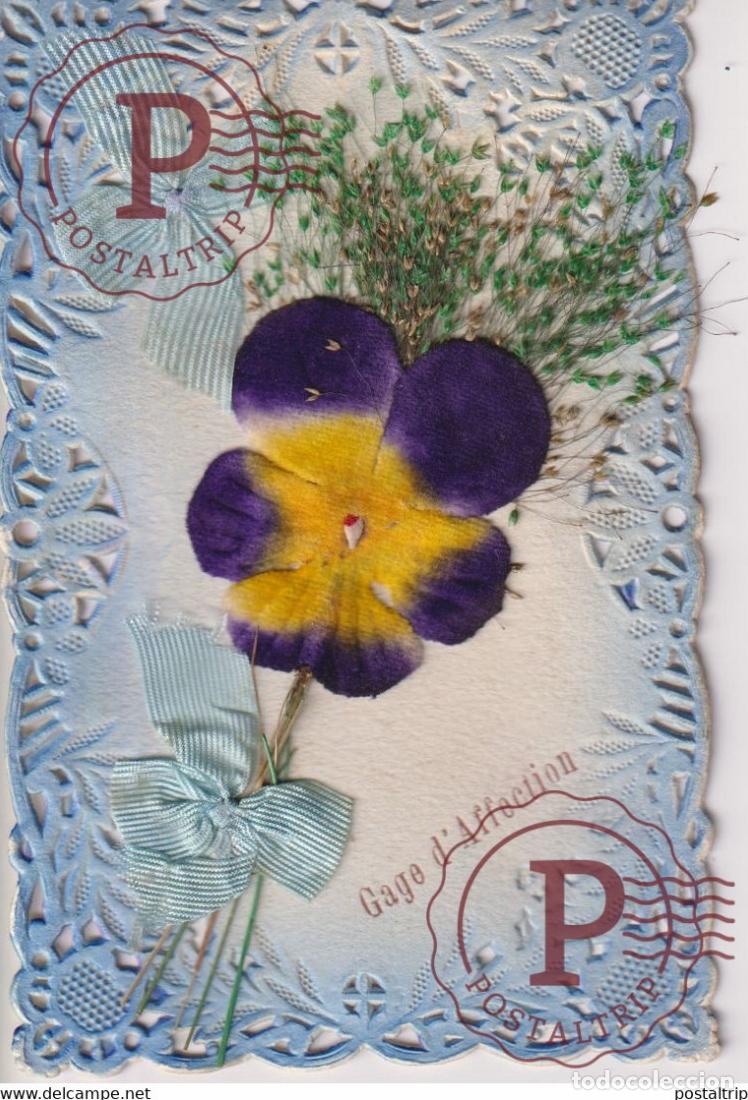 Postales: Gage d Affection Fleurs Flowers TROQUELADO DIE CUTTING D&Eacute;COUPE FANTAS&Iacute;A FANTAISIE FANTASY