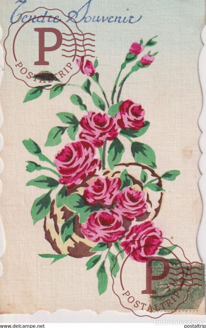Postales: Tendre Souvenir Roses Fleurs Flowers TROQUELADO DIE CUTTING D&Eacute;COUPE FANTAS&Iacute;A FANTAISIE FANTASY