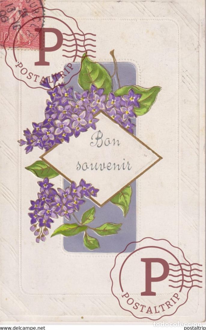 Postales: Bon souvenir Fleurs Flowers EN RELIEF EN RELIEVE FANTAS&Iacute;A FANTAISIE FANTASY