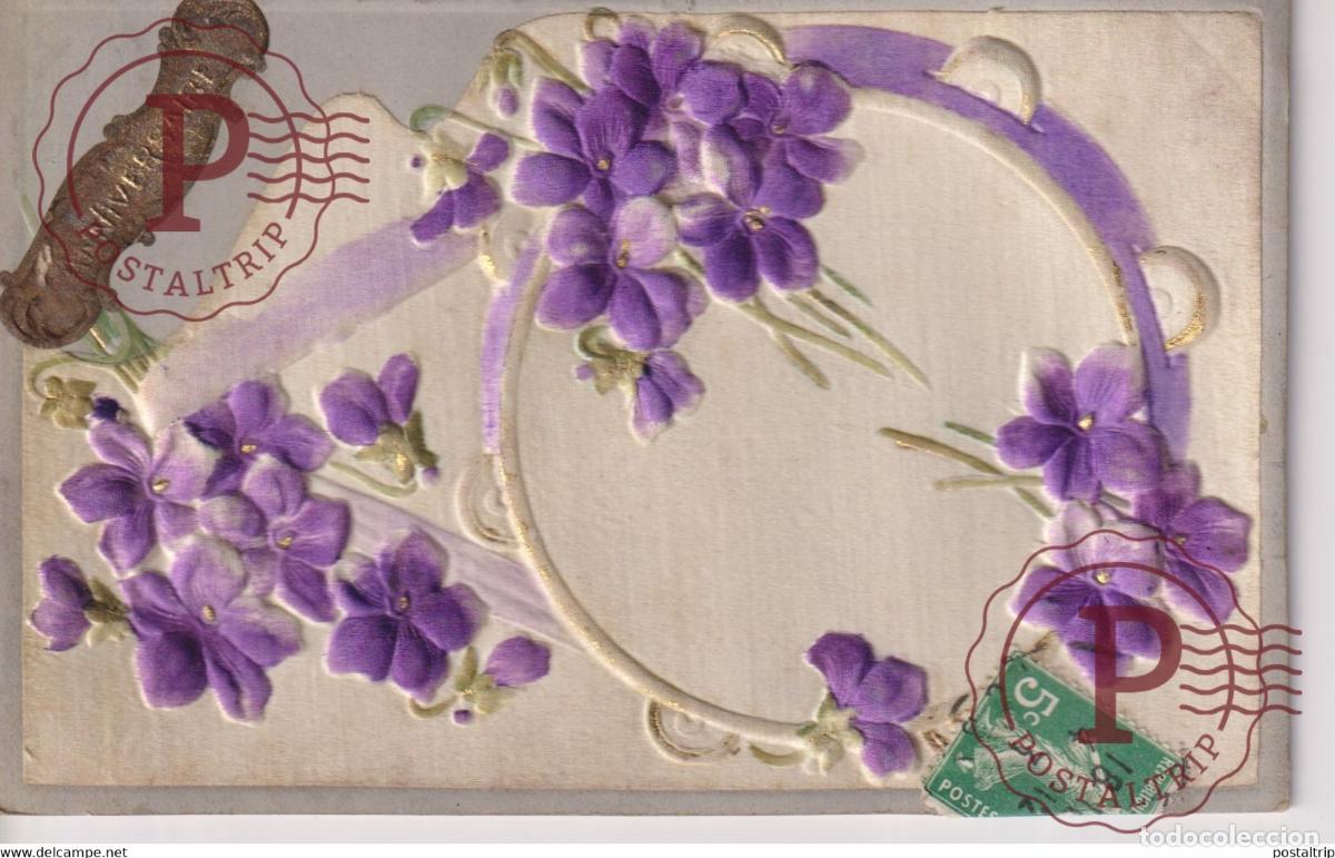 Postales: Anniversaire Fleurs Flowers EN RELIEF EN RELIEVE FANTAS&Iacute;A FANTAISIE FANTASY