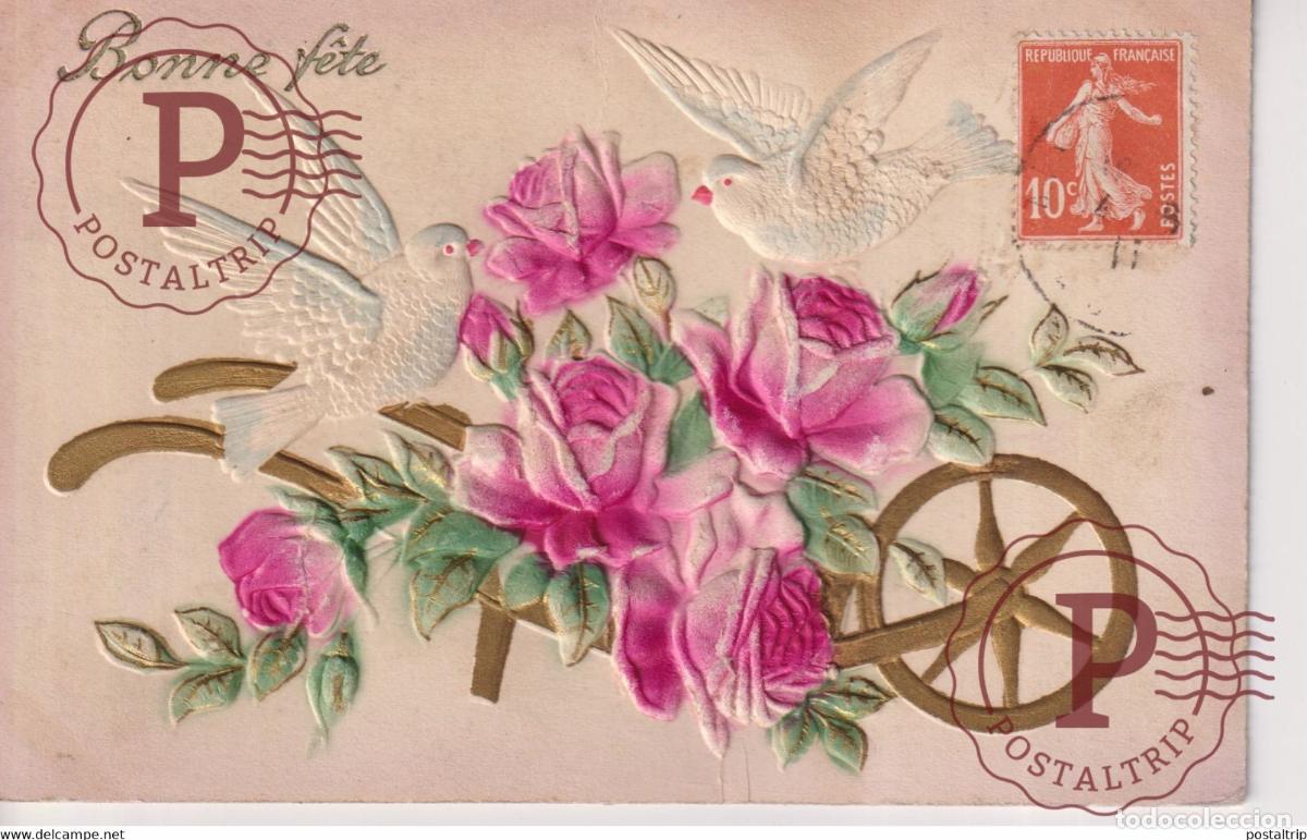 Postales: Bonne F&ecirc;te Fleurs Flowers EN RELIEF EN RELIEVE FANTAS&Iacute;A FANTAISIE FANTASY