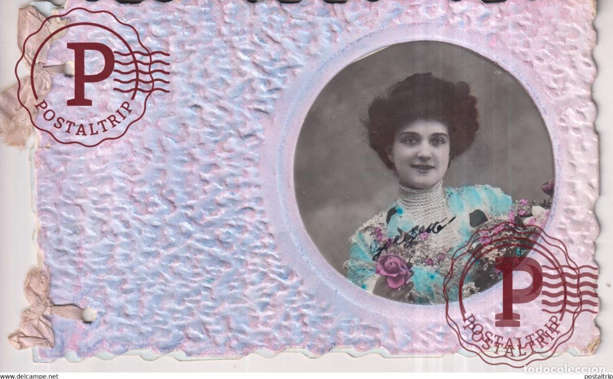 Postales: WOMAN PORTRAIT, GEORGETTE MONDAIN TROQUELADO DIE CUTTING D&Eacute;COUPE FANTAS&Iacute;A FANTAISIE FANTASY