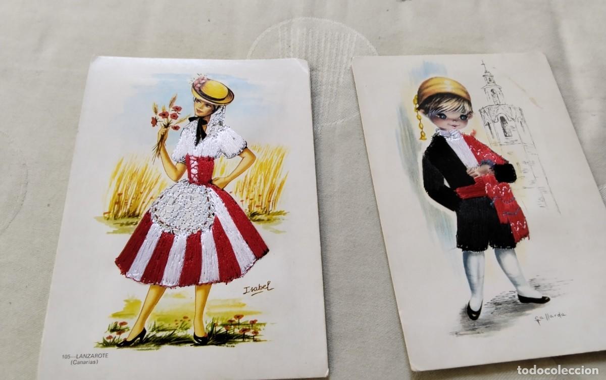 Postales: DOS POSTALES ANTIGUAS BORDADAS