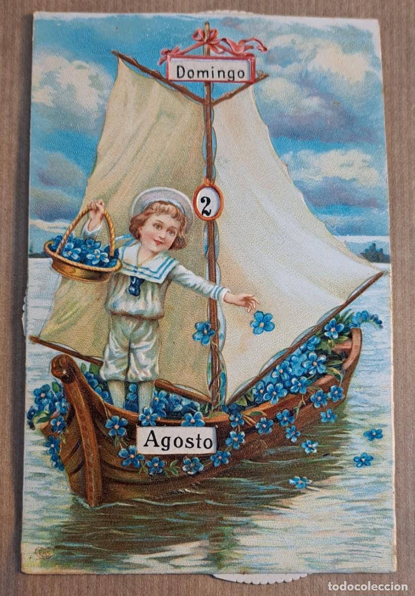 Postales: Postal en relieve a&ntilde;o 1909, calendario infinito