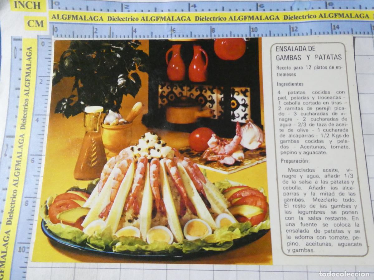 Postales: POSTAL GASTRONOM&Iacute;A RECETAS ESPA&Ntilde;A. A&Ntilde;O 1972 PROMOCI&Oacute;N ACEITE DE OLIVA. ENSALADA GAMBAS PATATAS. 726