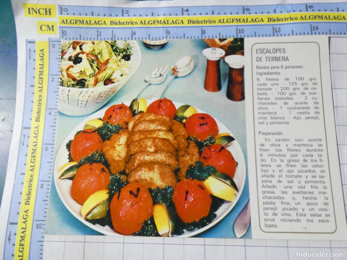 Postales: POSTAL GASTRONOM&Iacute;A RECETAS ESPA&Ntilde;A. A&Ntilde;O 1972 PROMOCI&Oacute;N ACEITE DE OLIVA. ESCALOPES DE TERNERA. 72