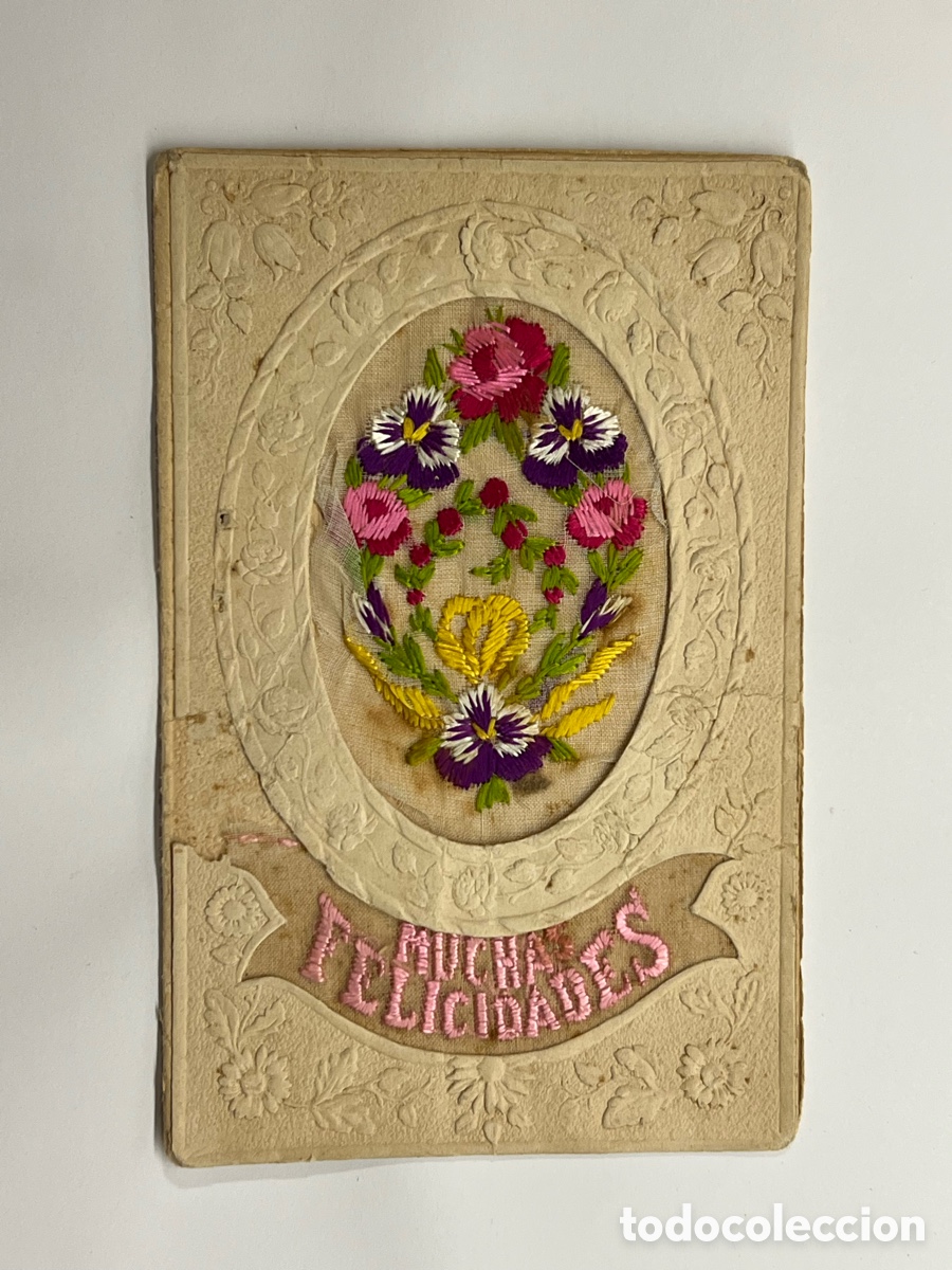 Postales: POSTAL BORDADA TROQUELADA.. Muchas Felicidades.. (h.1920?) S/C