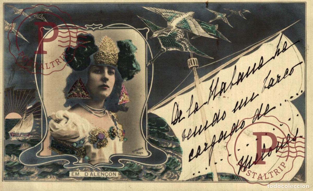 Postales: Emilienne dAlen&ccedil;on Reutlinger SIP. Tarjeta fantas&iacute;a marina. C&aacute;diz &iexcl;&iexcl;SELLO PELON!!