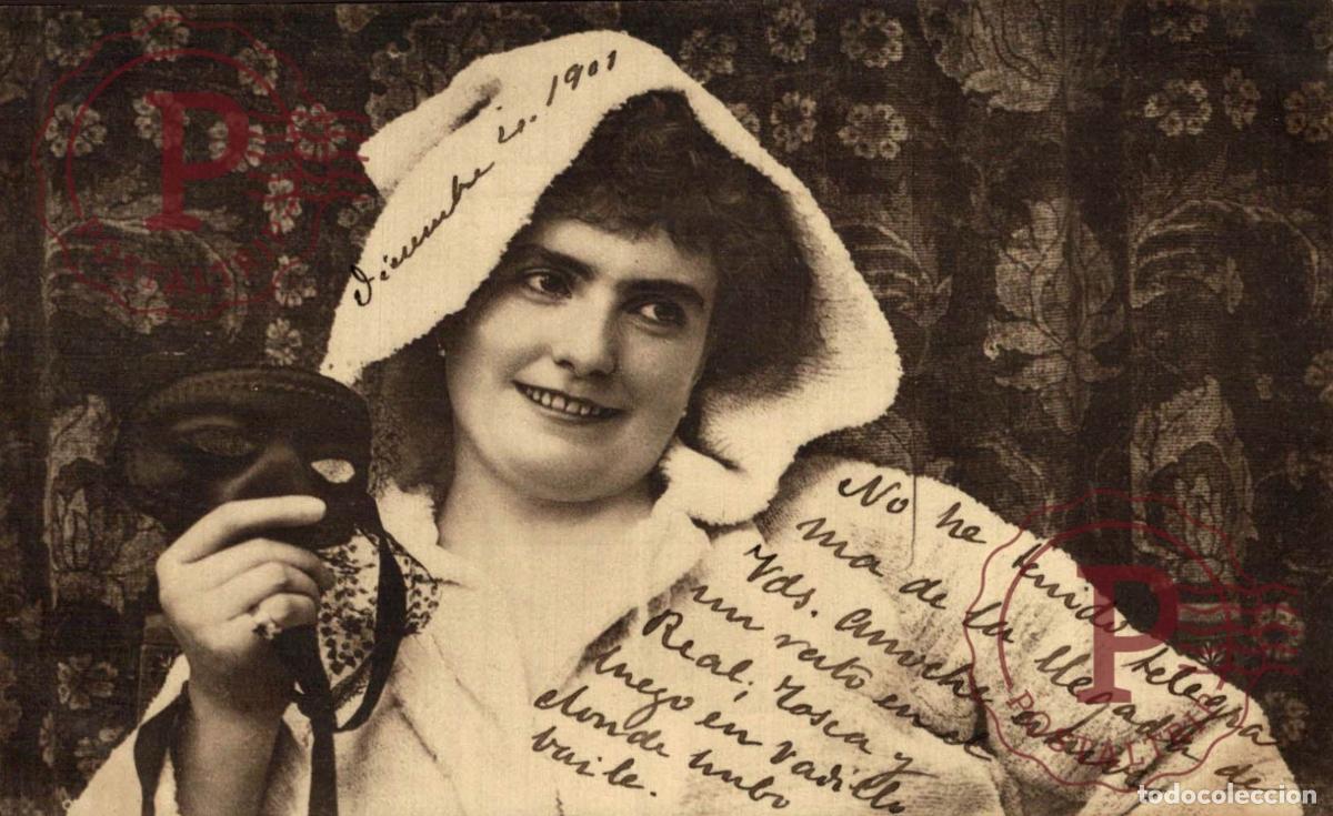Postales: Colecci&oacute;n C&aacute;novas Serie J N&uacute;m. 6: La Mascareta. Matasellos Estafeta del Congreso 1901. C&aacute;diz.