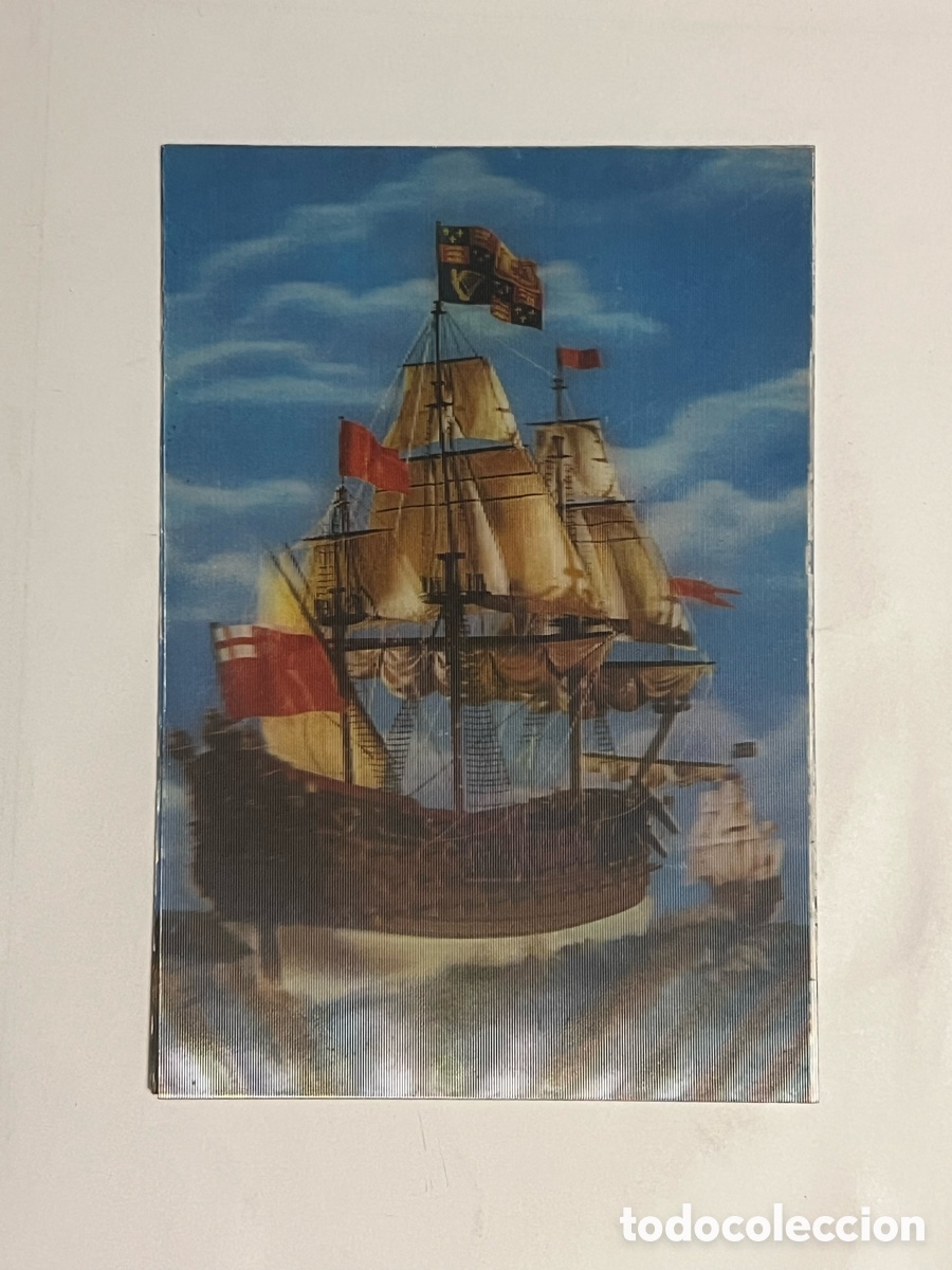 Postales: POSTAL LENTICULAR 3 D.. GALEON.. Escudo de Oro (a.1976) circulada