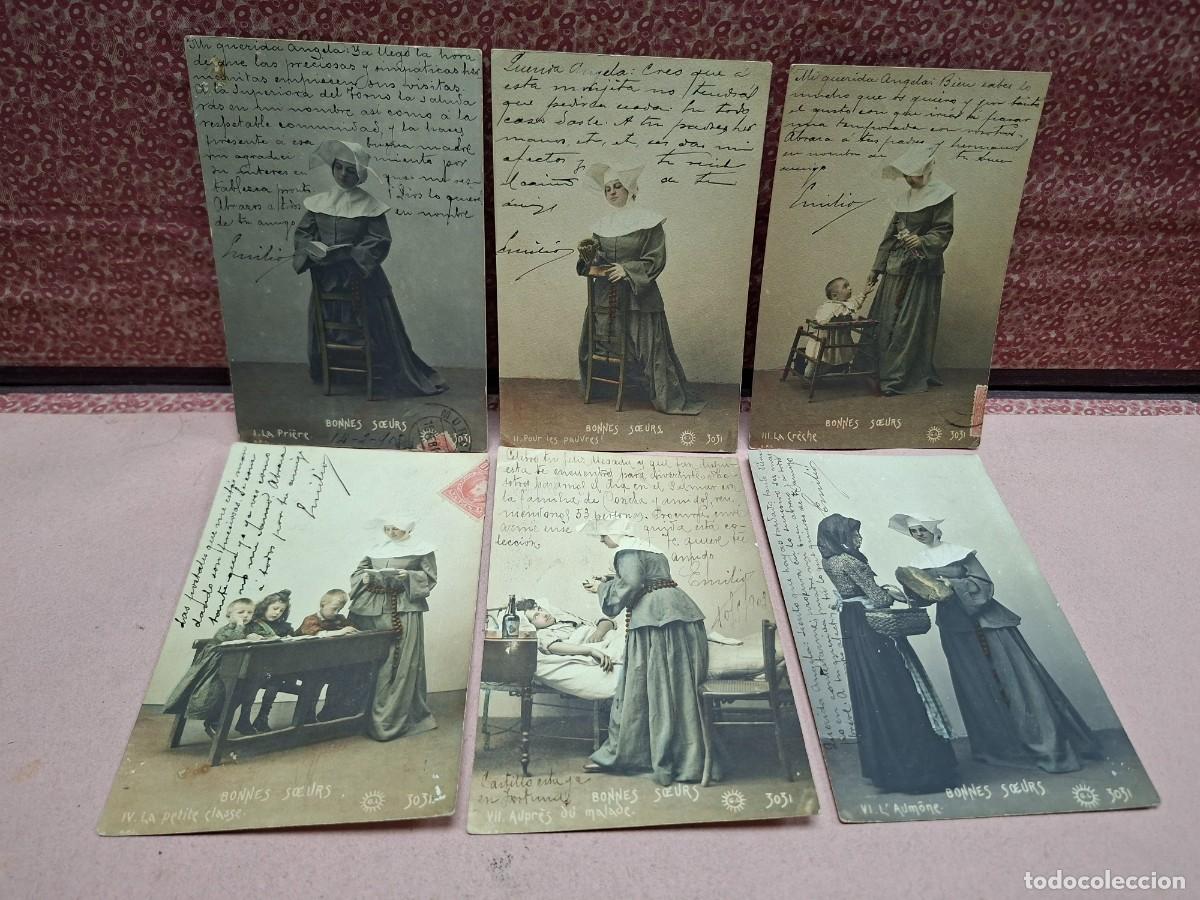 Postales: LOTE COLECCION ANTIGUAS POSTALES ROMANTICAS DORSO SIN DIVIDIR MONJA RELIGIOSA
