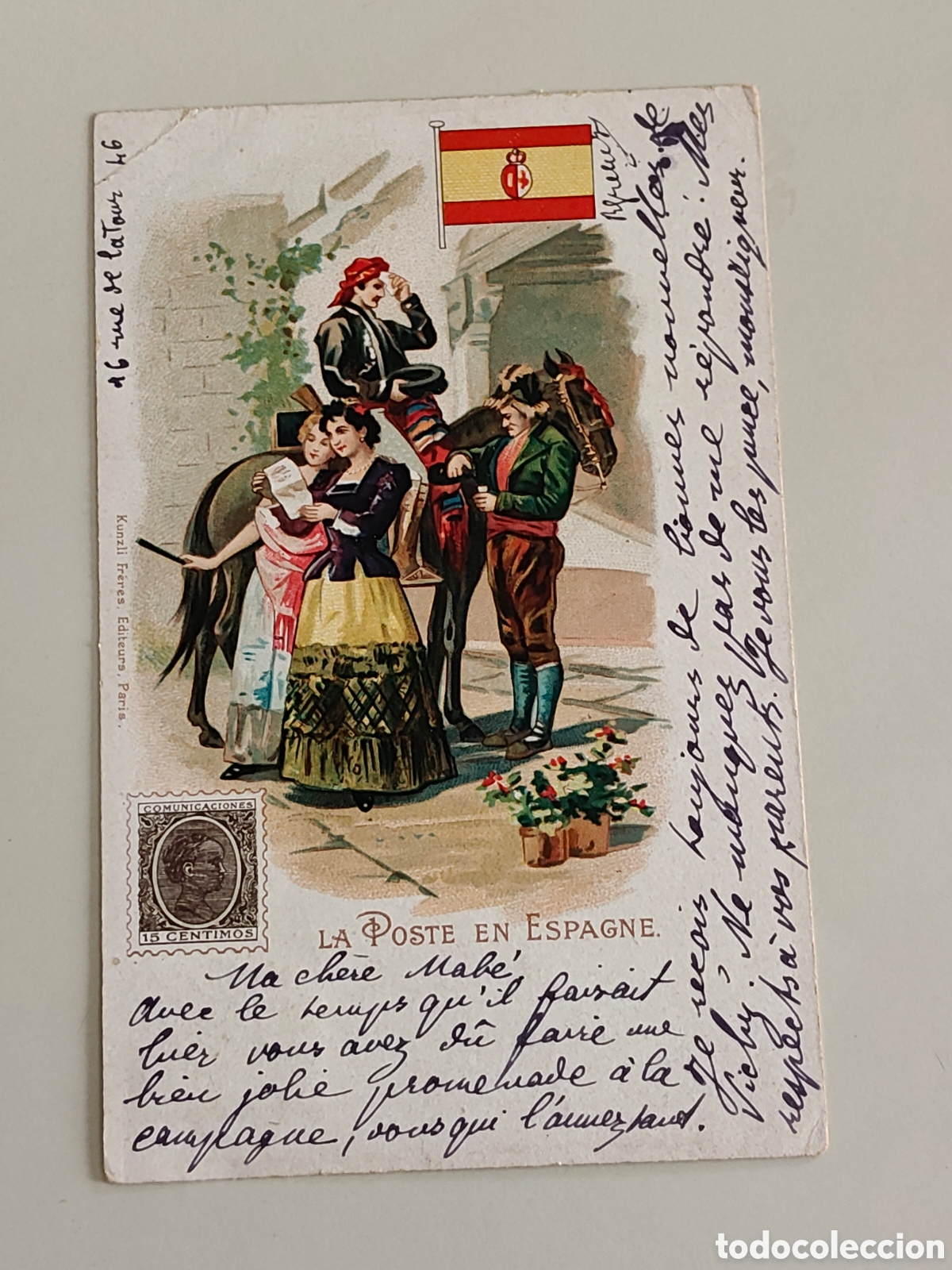 Postales: Tarjeta Postal La Poste en Espagne edita Kunzli Freres Paris Dorso sin dividir