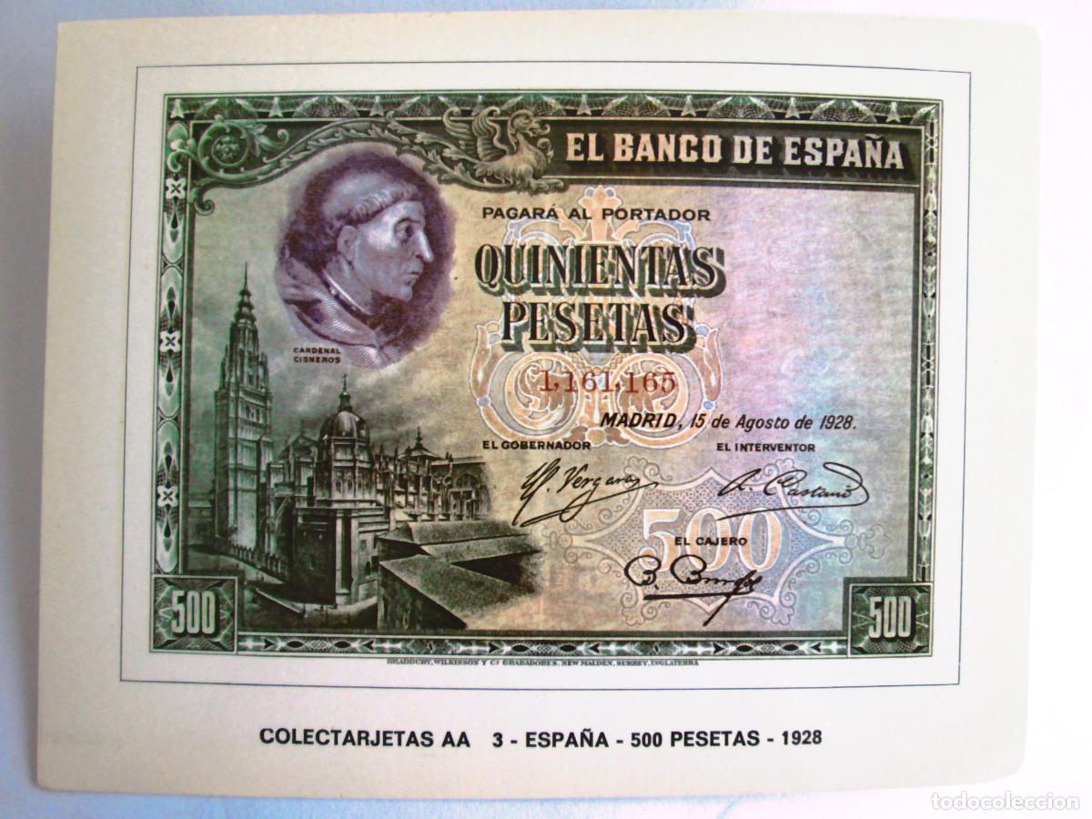 Postales: POSTAL QUINIENTAS PESETAS 500 - ESPA&Ntilde;A - 1928 - COLECTARJETAS AA 3 - (1973) - 18X14