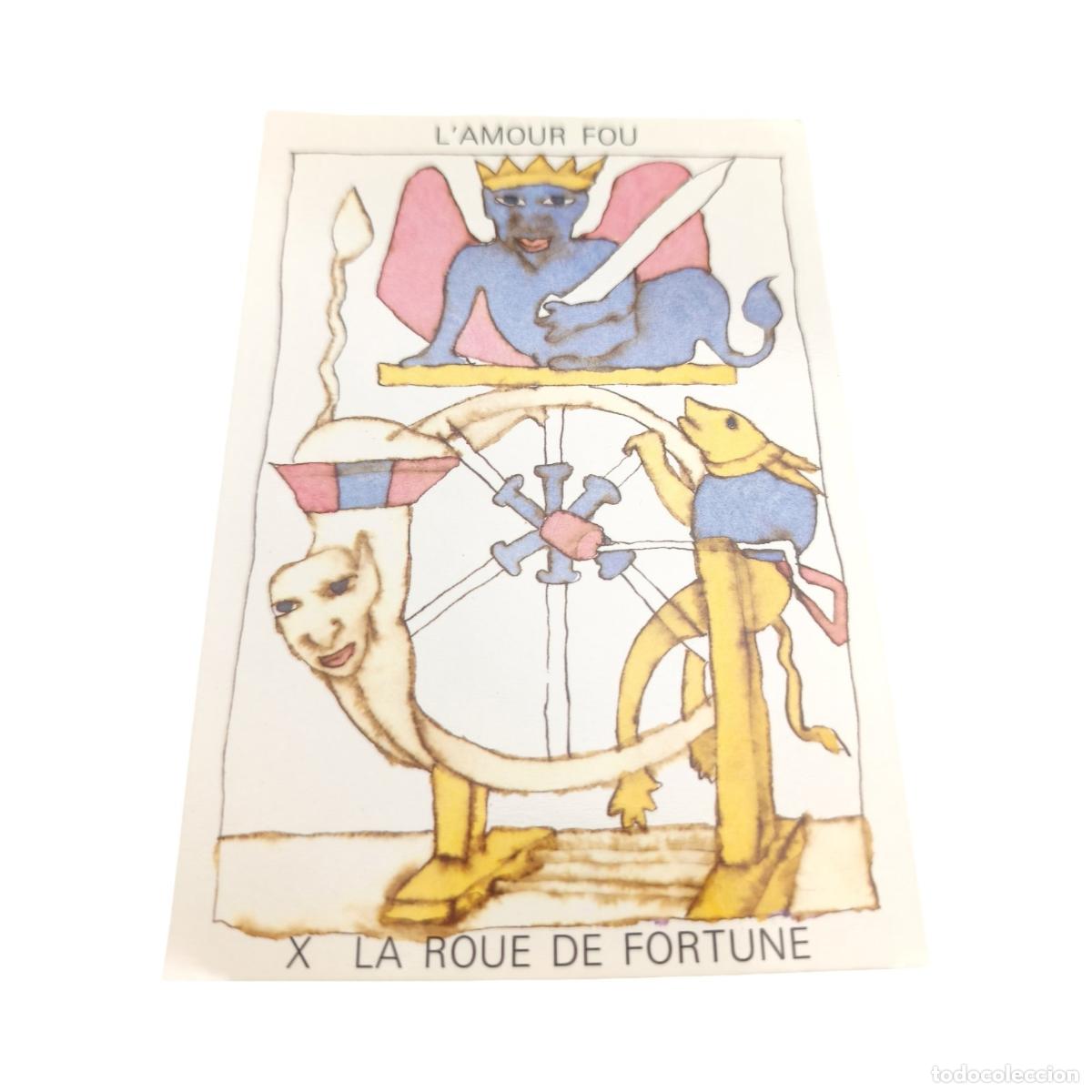 Postales: Postal Tarot d'Amour - Christine Lesueur - X La Roue de Fortune (L'Amour Fou) - Claude Aubert Ed. 19
