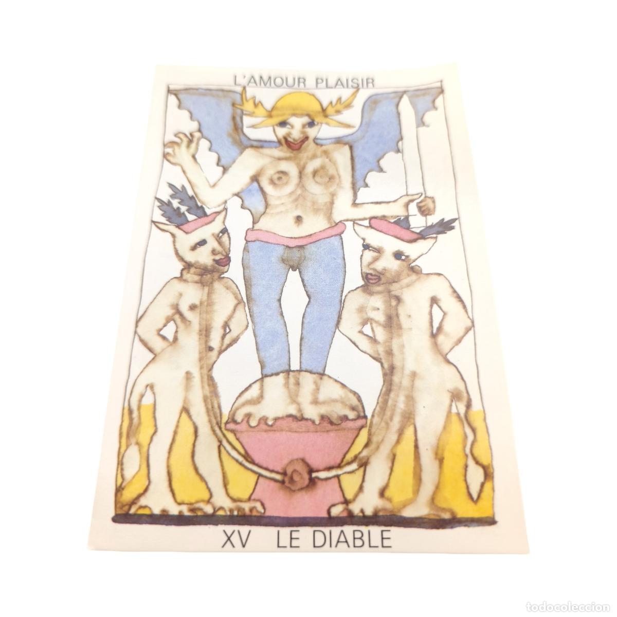 Postales: Postal Tarot d'Amour - Christine Lesueur - XV Le Diable (L'Amour Plaisir) - Claude Aubert Ed. 1985