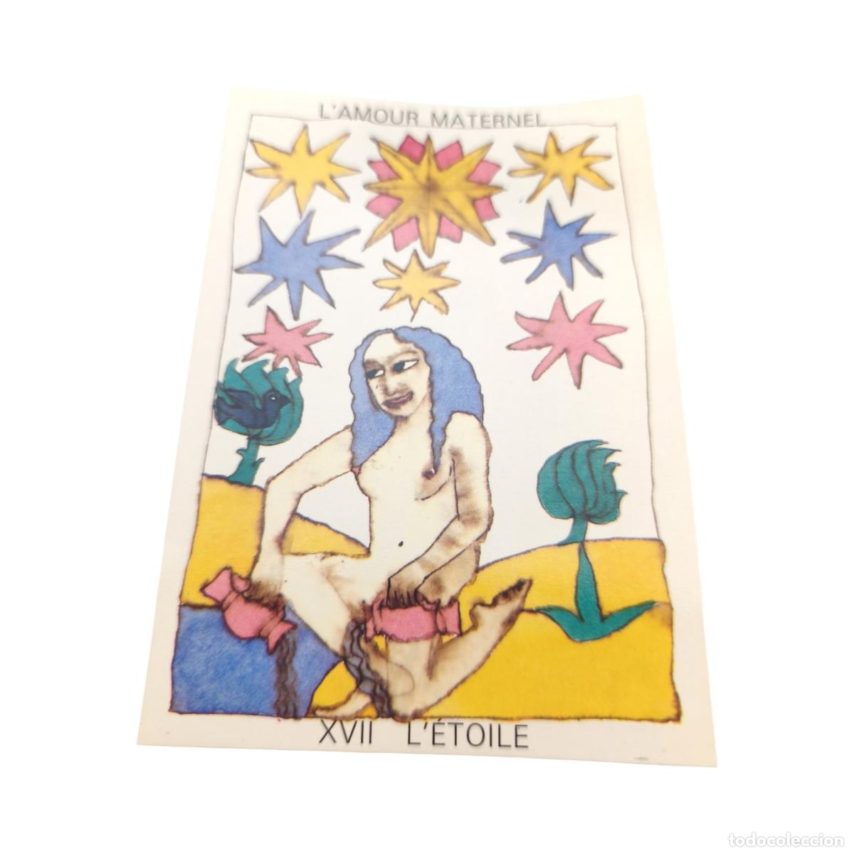 Postales: Postal Tarot d'Amour - Christine Lesueur - XVII L'&Eacute;toile (L'Amour Maternel) - Claude Aubert Ed. 1985