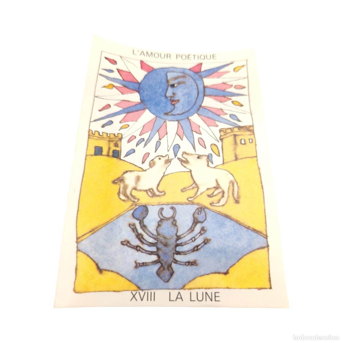 Postales: Postal Tarot d'Amour - Christine Lesueur - XVIII La Lune (L'Amour Po&eacute;tique) - Claude Aubert Ed. 1985