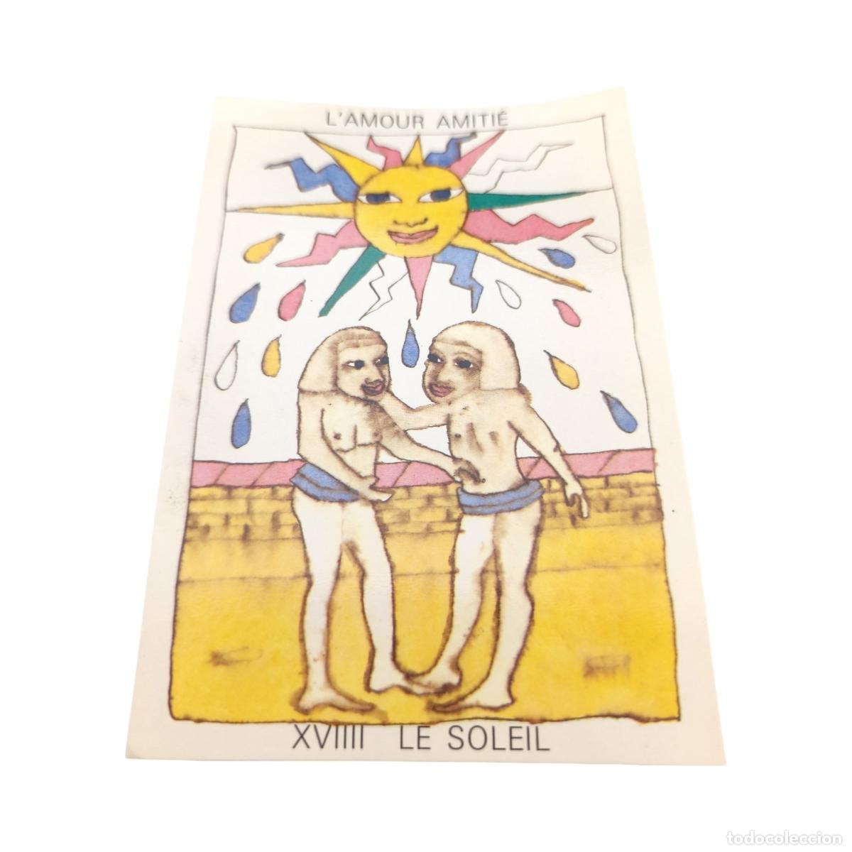 Postales: Postal Tarot d'Amour - Christine Lesueur - VIIII Le Soleil (L'Amour Amiti&eacute;) - Claude Aubert Ed. 1985