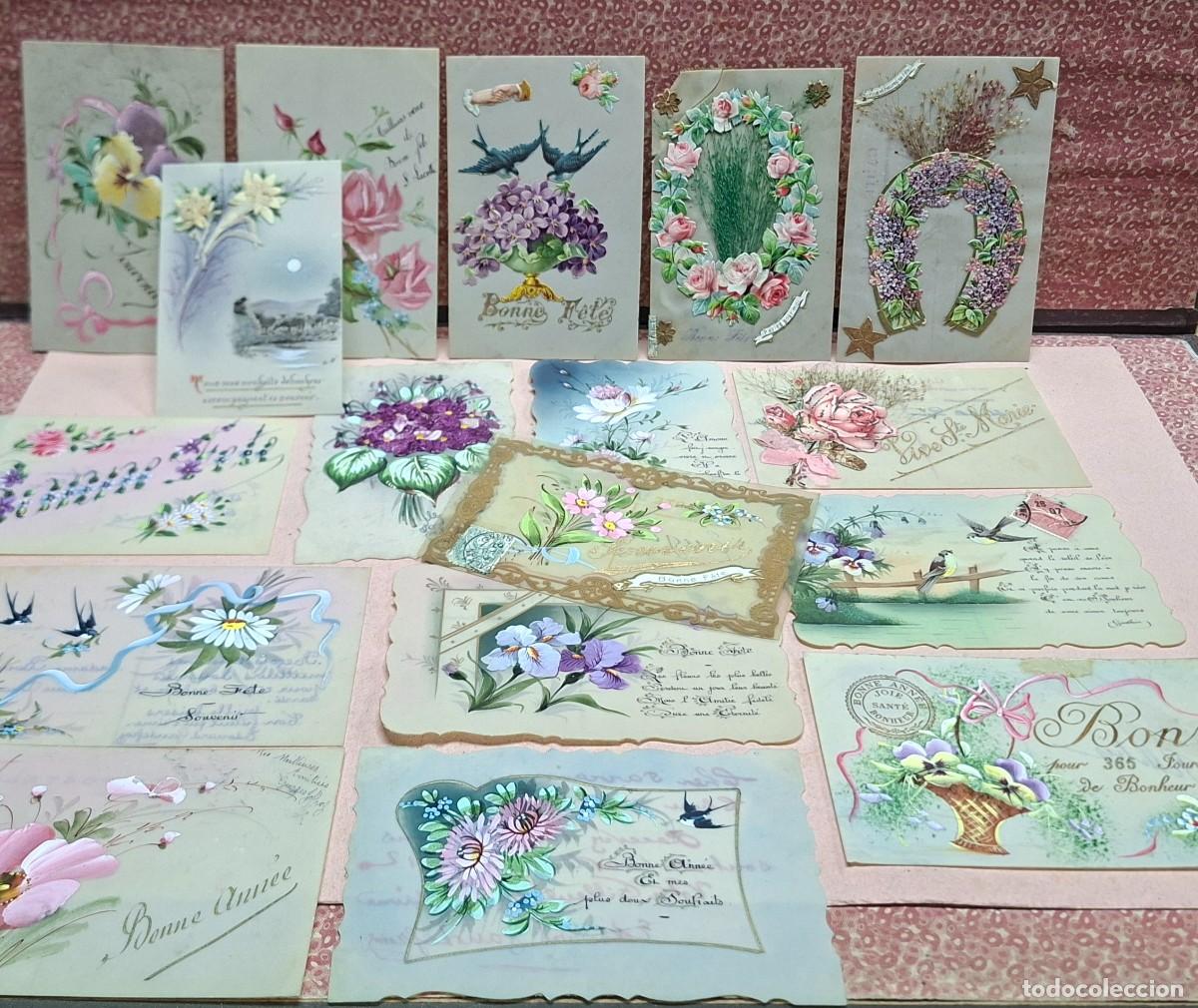 Postais: LOTE COLECCION ANTIGUAS POSTALES ROMANTICAS PINTADAS A MANO CELULOIDE