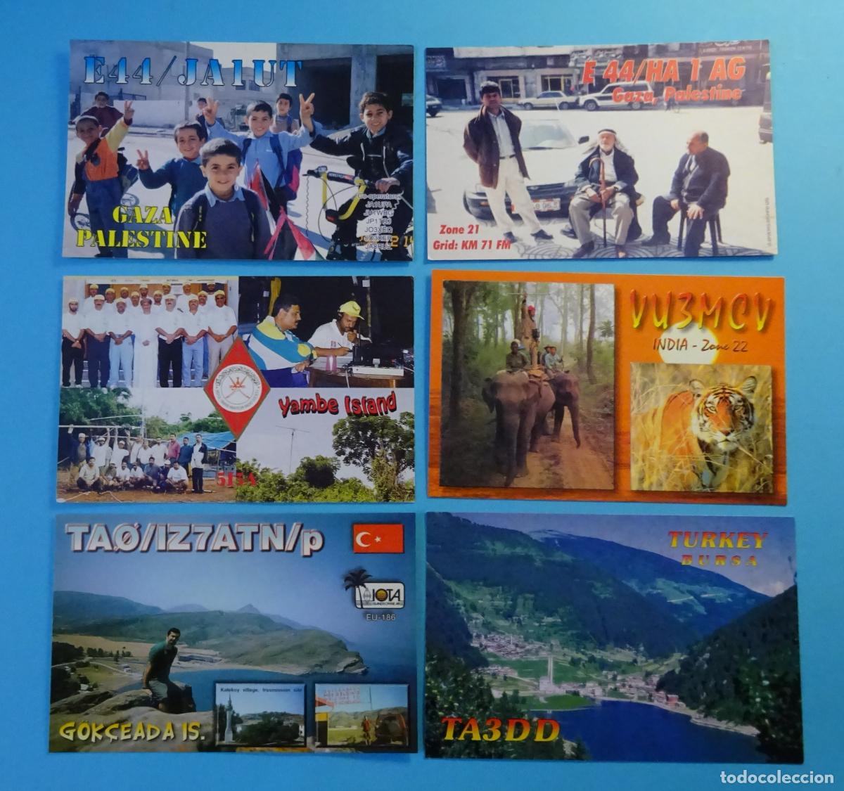 Postales: SEIS TARJETAS RADIOAFIONADOS GAZA, OMAN, INDIA, TURQU&Iacute;A