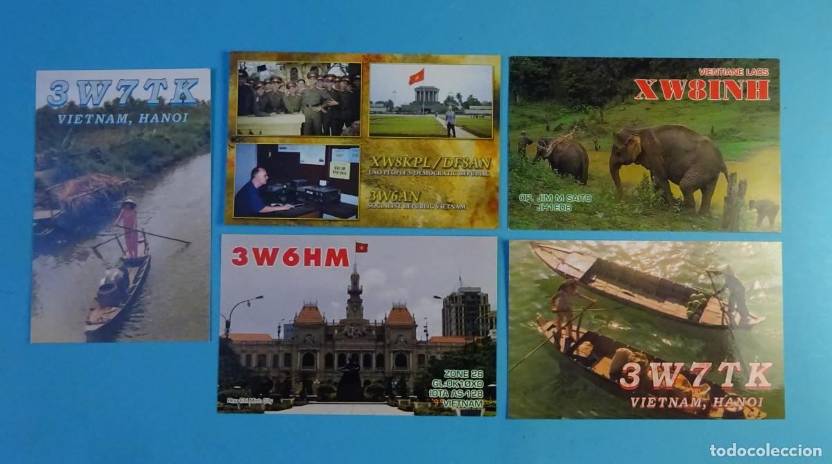 Postales: CINCO TARJETAS RADIOAFIONADOS VIETNAM, LAOS