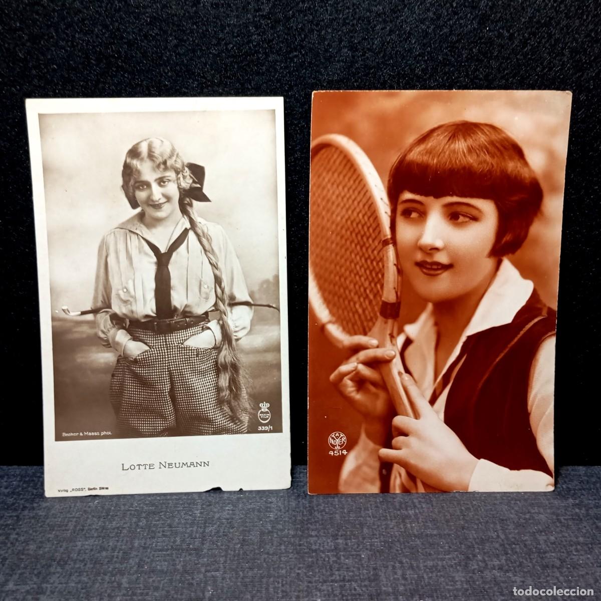 Postales: Lote 2 Postales Mujer Moderna Anos 20 Cine Mudo Lotte Neumann Ross Verlag Tenis