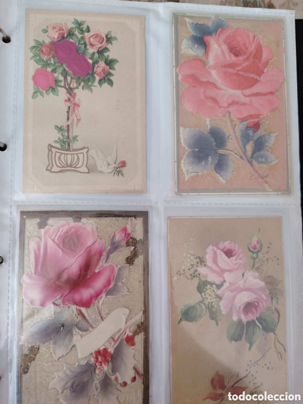 Postcards: Bonita colecci&oacute;n de postales. Flores en relieve