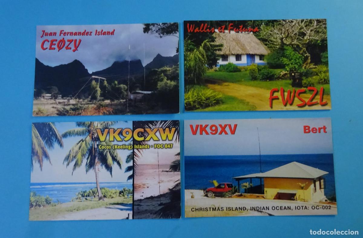 Postcards: CUATRO TARJETAS RADIOAFIONADOS WALLIS Y FUTUNA, ISLA DE NAVIDAD, ISLA JUAN FERNANDEZ, ISLA COCOS