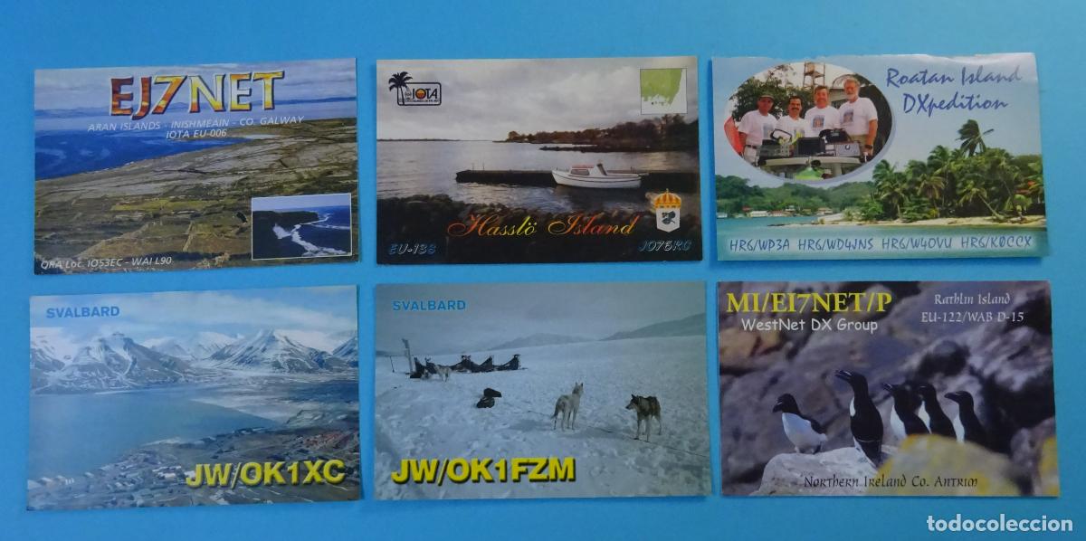 Postcards: SEIS TARJETAS RADIOAFIONADOS SVALBARD, ARAN, RATHLIN, ROATAN, HASSL&Ouml;