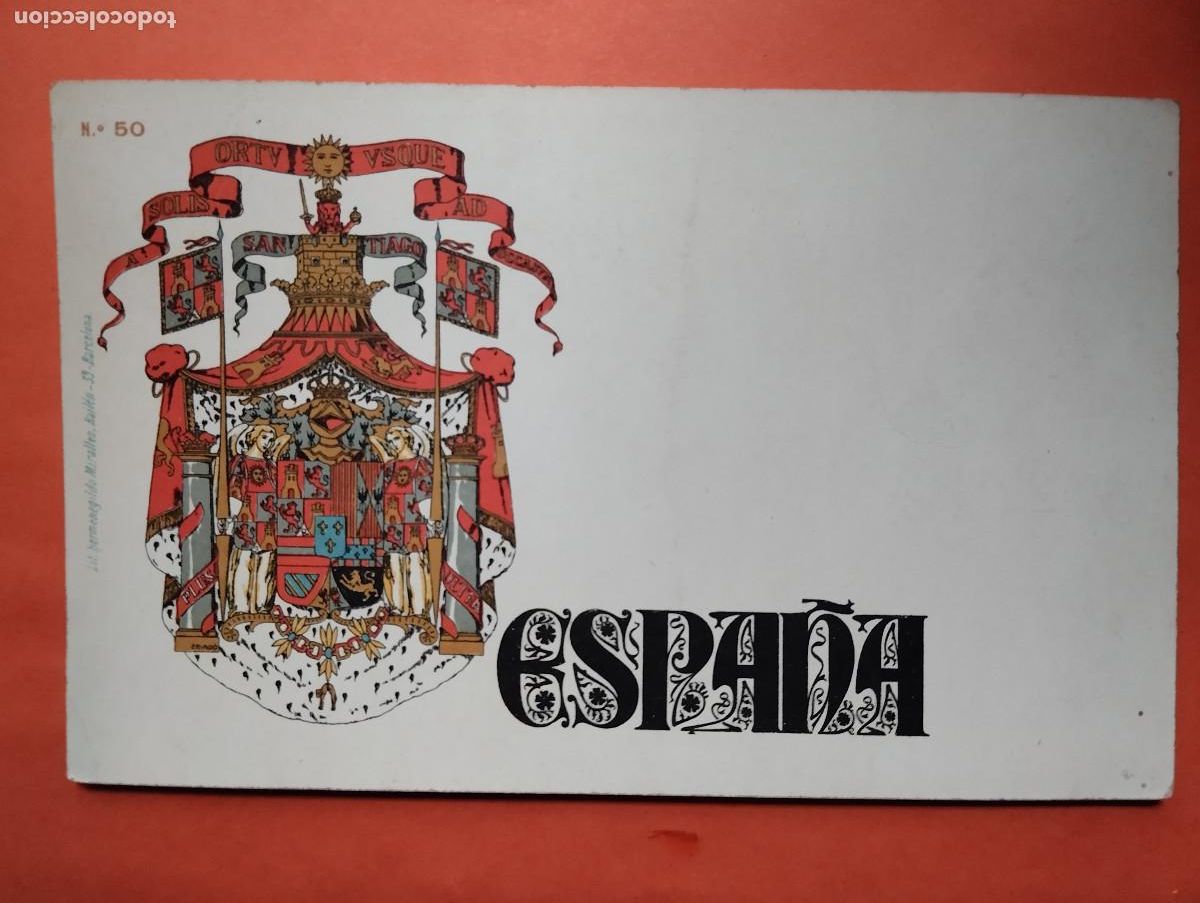 Postales: POSTAL N&ordm; 50. ESCUDO DE ESPA&Ntilde;A LIT HERMENEGILDO MIRALLES.