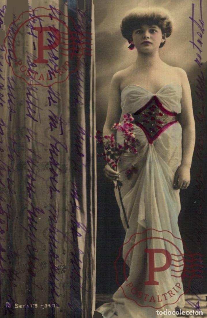 Postales: Tarjeta fotogr&aacute;fica iluminada: Artista Belle &Eacute;poque. Serie 175. Sello Alfonso XIII 10c. ARTISTA ARTI