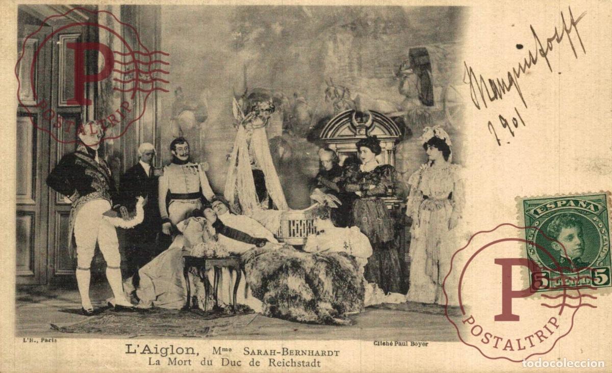 Postales: Sarah Bernhardt: LAiglon Muerte del Duque. Foto Paul Boyer.