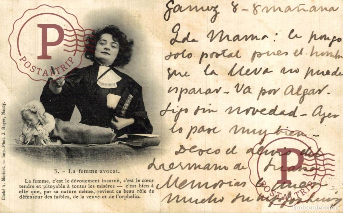 Postales: La femme avocat Mujer abogada. Royer Nancy 1901.