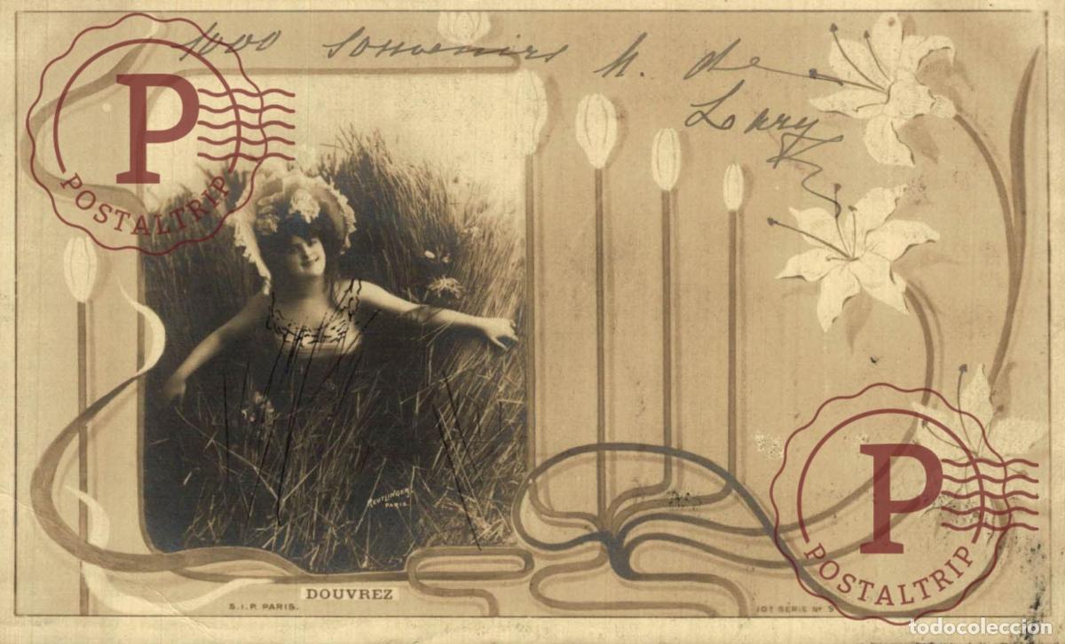 Postales: DOUVREZ. Postal Art Nouveau S.I.P. Reutlinger. Circulada desde Francia a C&aacute;diz.
