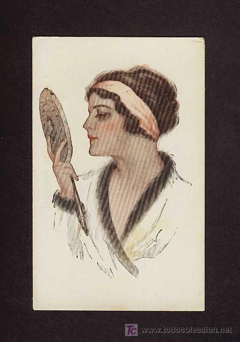 Postales: Postal ilustrada: Mujer art deco - Foto 1