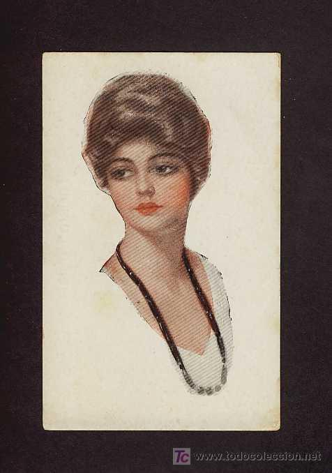 Postales: Postal ilustrada: Mujer art deco - Foto 1
