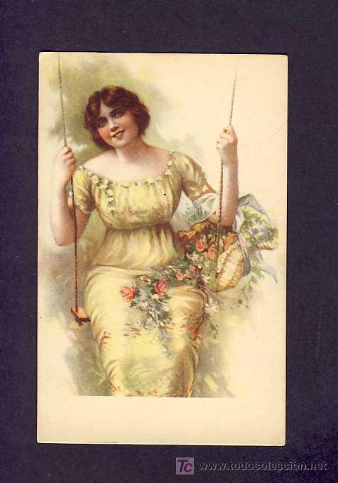 Postales: Postal ilustrada: Mujer art deco - Foto 1