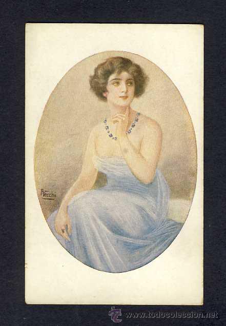 Postales: Postal ilustrada: Mujer ilustrada por A.Vecchi - Foto 1