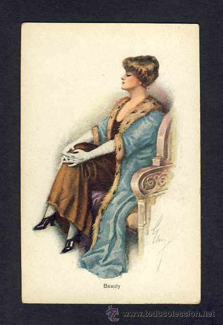 Postales: Postal ilustrada: Mujer art deco (Ed.MSIB) - Foto 1